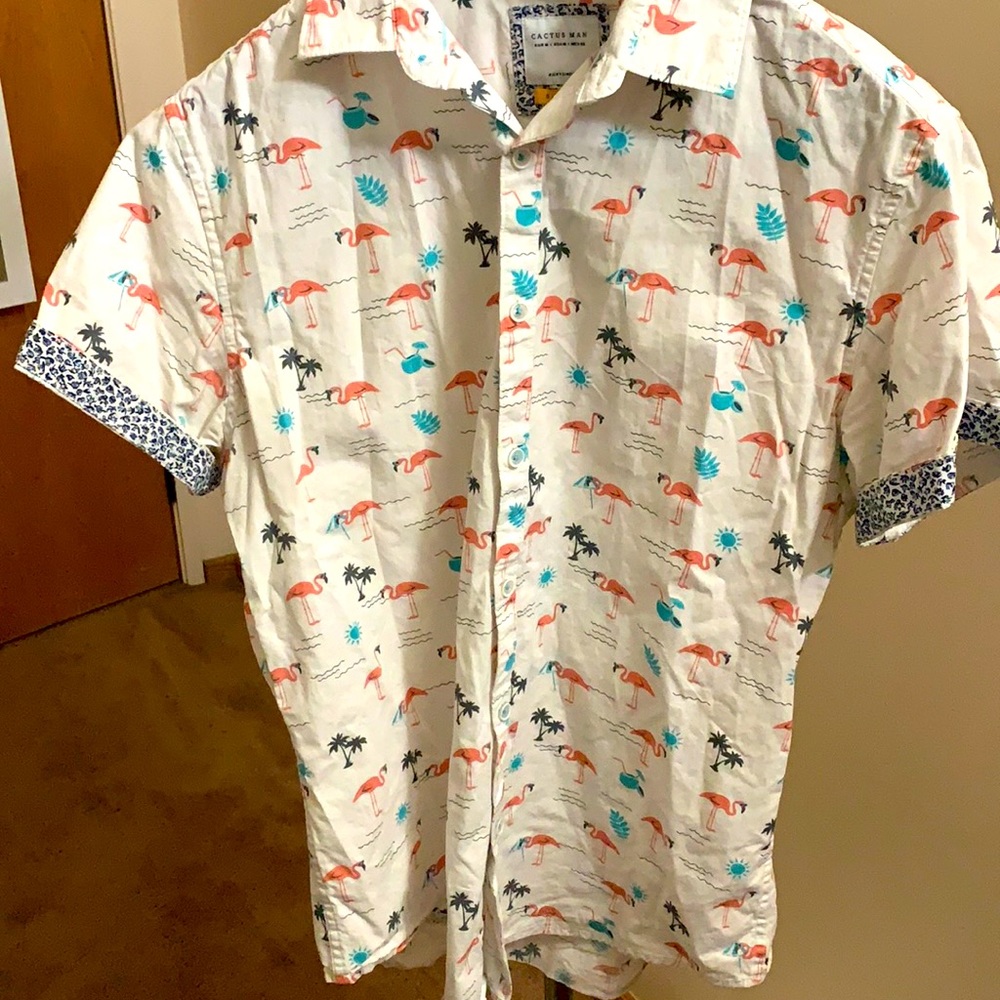 Medium tropical flamingo shirt sleeve button up